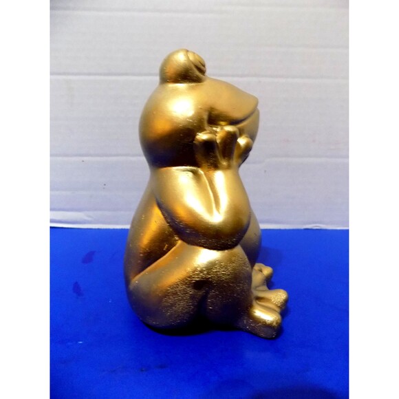 NEW Gold Frog Figurine Statue Frogs Plaster - Picture 2 of 6